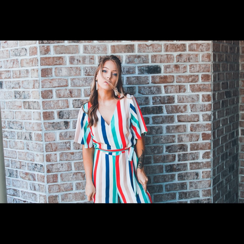 Multicolored stripped jumpsuit